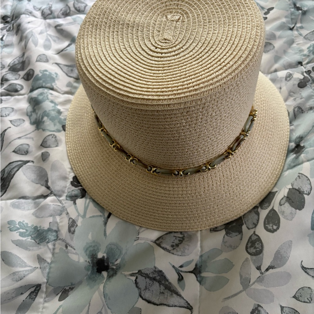 Nine West Elegant Cream Women's Hat with Gold Accent size One Size